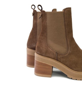 Porronet Rea brown leather ankle boots -Heel height 7,5cm