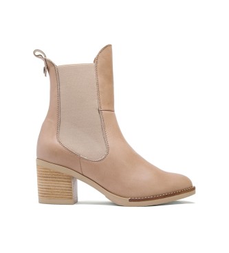 porronet Nekane taupe leather ankle boots -Heel height 6,5cm