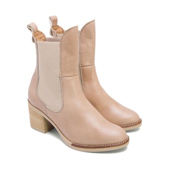 porronet Nekane taupe leather ankle boots -Heel height 6,5cm