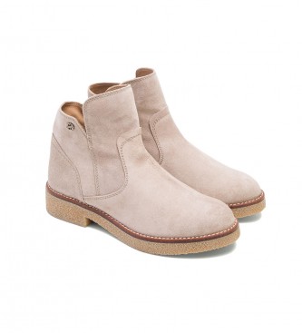 porronet Valerie beige leather ankle boots