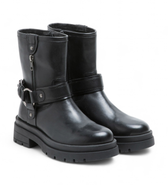 Porronet Botins de couro Nasya preto