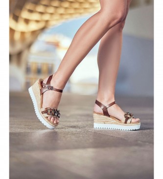 porronet Sandalias de piel -Altura cuña: 7cm- - Tienda Esdemarca calzado, moda y complementos zapatos de marca y de marca