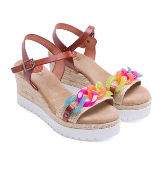 porronet Lola brown leather sandals -Height: 7cm