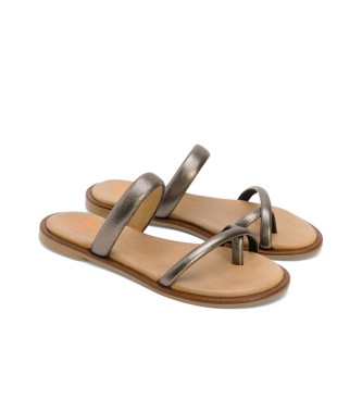 porronet Grey Carly Leather Sandals