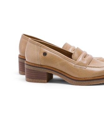 Porronet Galia beige leather moccasins