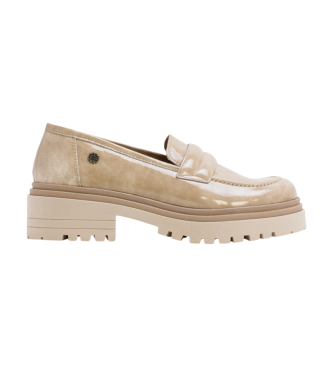 Porronet Faye beige loafers i lder