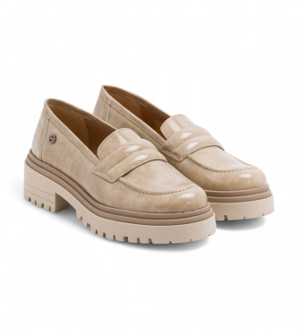 Porronet Faye beige loafers i lder