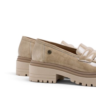 Porronet Faye beige loafers i lder