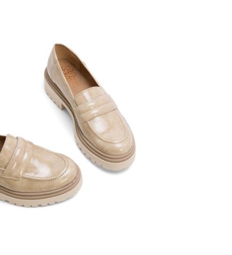 Porronet Faye beige loafers i lder