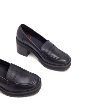 porronet Rahel leren loafers zwart -Helphoogte 7,5cm