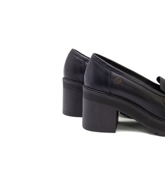 porronet Rahel leren loafers zwart -Helphoogte 7,5cm
