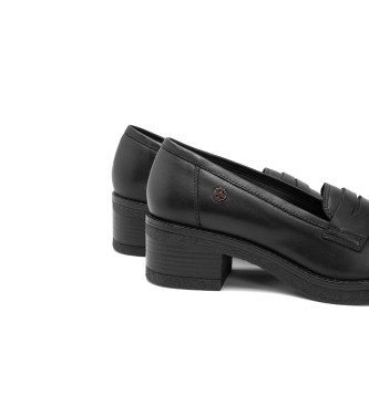 porronet Pandora leren loafers zwart -Helphoogte 5cm