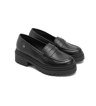 porronet Sahira loafers i lder svart -Hjd 5 cm klack