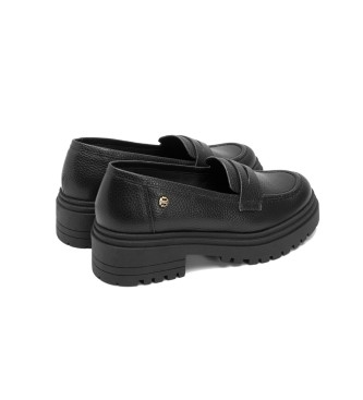 porronet Sahira zwart leren loafers -Helphoogte 5cm