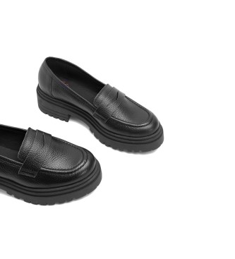 porronet Sahira black leather loafers -Heel height 5cm