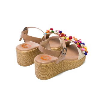 porronet Taupe Beaded Wedge Sandal Colours Irati -kilehjde: 6cm