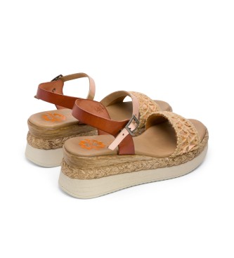 porronet Brown silver Frisia sandals -Weel height 5,5cm