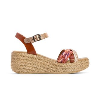 Porronet Brown Gina sandals -Height wedge 6cm- 