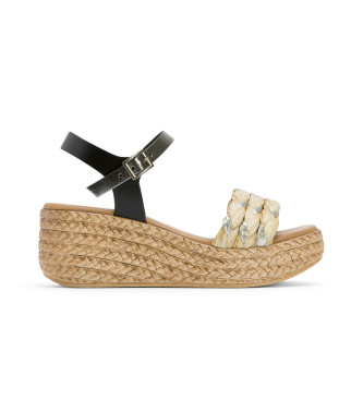 porronet Gaia leren sandalen zwart -Hoogte 6cm sleehak