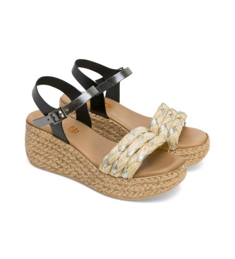 porronet Gaia leren sandalen zwart -Hoogte 6cm sleehak