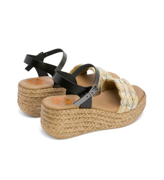 porronet Gaia leren sandalen zwart -Hoogte 6cm sleehak