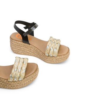 porronet Gaia leren sandalen zwart -Hoogte 6cm sleehak