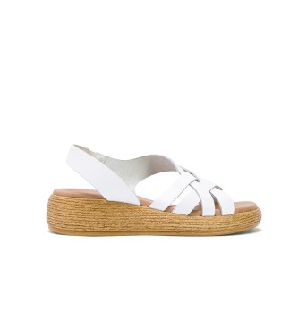 porronet Hvid lder kile sandal Ganga - kile hjde: 4cm
