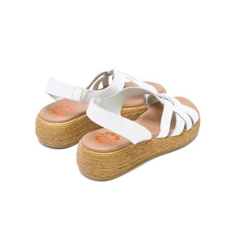 porronet Hvid lder kile sandal Ganga - kile hjde: 4cm