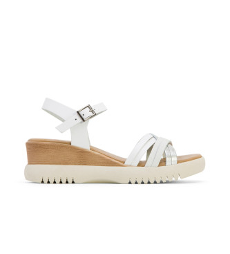 Porronet Sandales en cuir Ela blanc -Hauteur 5cm wedge