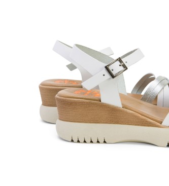 Porronet Sandales en cuir Ela blanc -Hauteur 5cm wedge