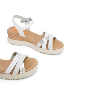 Porronet Leren sandalen Ela wit -hoogte 5cm sleehak