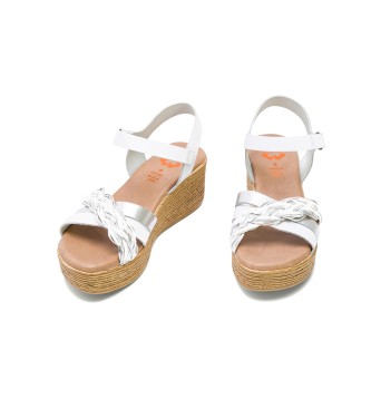 porronet Irene Silver White Leather Wedge Sandal Irene -wedge hoogte: 6cm