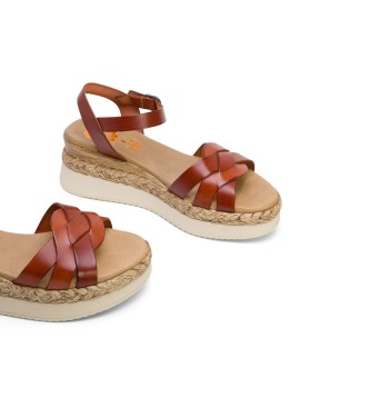 porronet Frida sandaler i brunt lder -Hjd kil 5,5cm