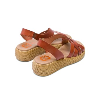 porronet Ganga Wedge-sandal i lder och lder -hjd: 4cm
