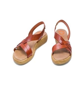 porronet Ganga Wedge-sandal i lder och lder -hjd: 4cm