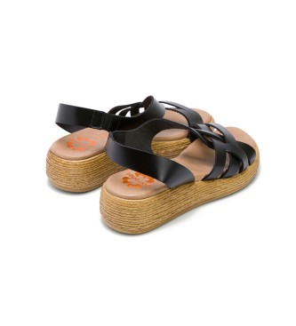 porronet Sort lder kile sandal Ganga - kile hjde: 4cm