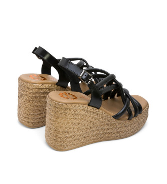 porronet Kimi leather sandals black -Height wedge 9,5cm- -Weight 9,5cm- -Weight 9,5cm- -Weight 9,5cm 