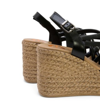 porronet Kimi leather sandals black -Height wedge 9,5cm- -Weight 9,5cm- -Weight 9,5cm- -Weight 9,5cm 