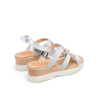 porronet Sandals Elisa silver -Height 5cm- wedge 