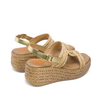 porronet Sandals Gala golden -Height 6cm- wedge 