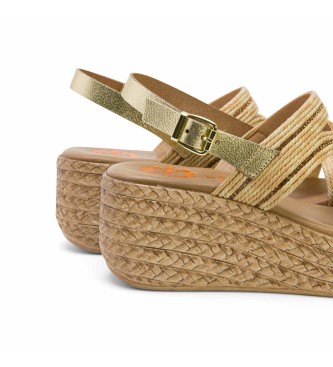 porronet Sandals Gala golden -Height 6cm- wedge 