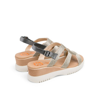 porronet Sandals Elisa grey -Height 5cm- wedge 
