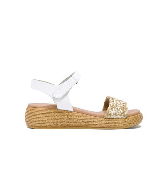 porronet Gopi White Braided Wedge Sandal -wedge height: 4cm