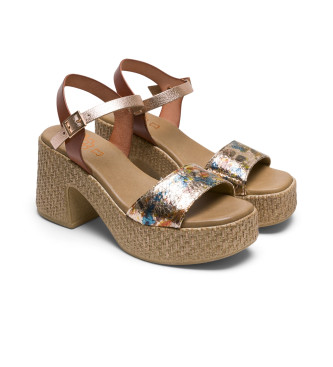 Porronet Brown leather heeled sandals Jimena