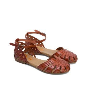 Porronet Rjave usnjene sandale Becca