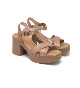 porronet Sandales en cuir taupe Zoe - Hauteur du talon 7cm
