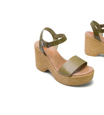 Porronet Sandal High Heel Khaki Michele -Heel height: 9cm