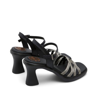 porronet Sandals Leo black -Height 9cm- heel 