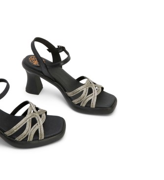 porronet Sandals Leo black -Height 9cm- heel 