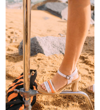 Porronet Leren sandalen Lide wit-Heel 9cm hoog 